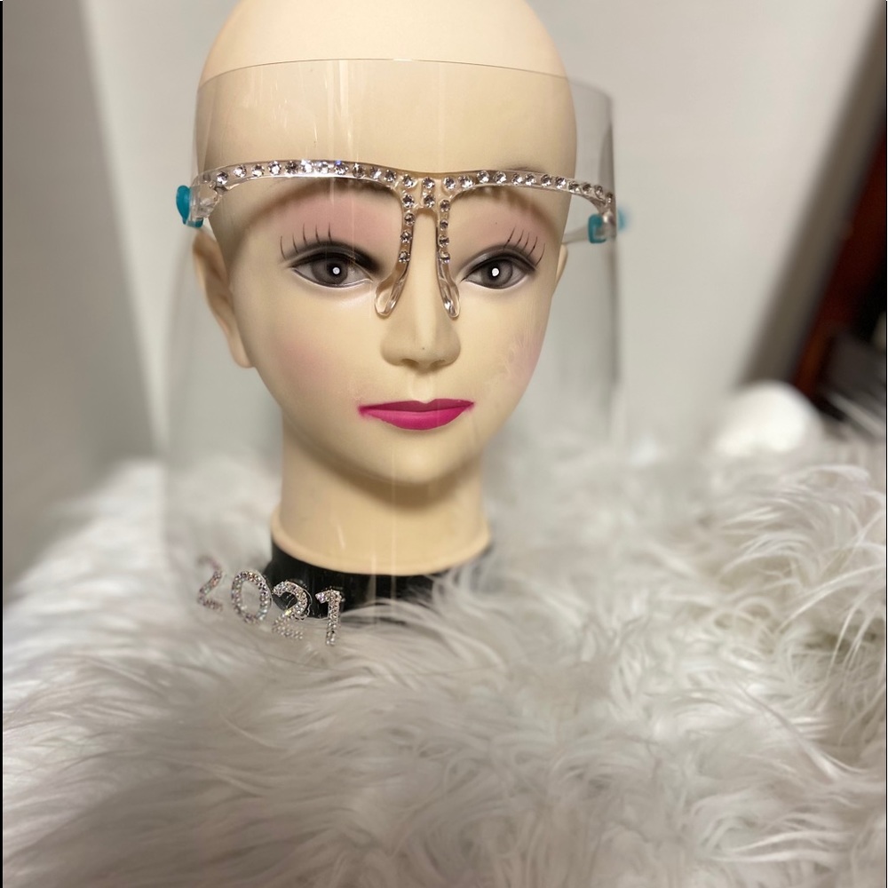 Face shield glass frame with Swarovski stones
